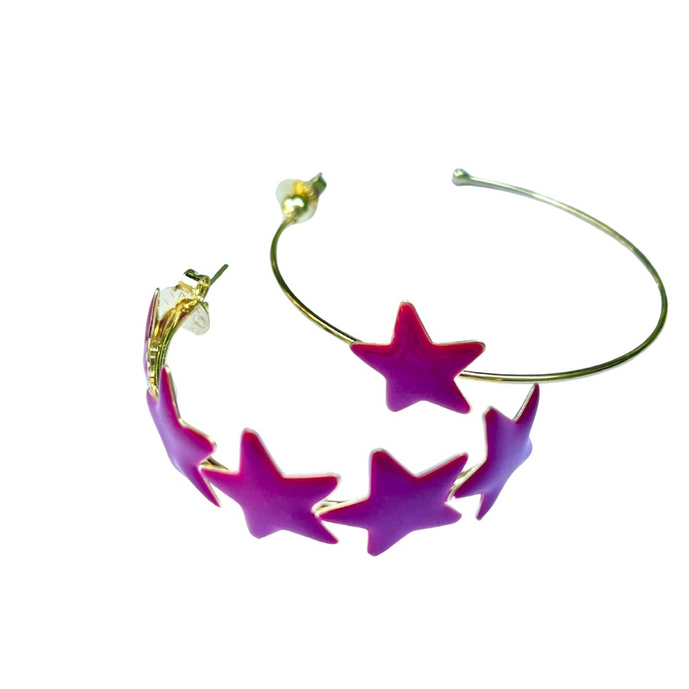 Gold hoop and star earrings